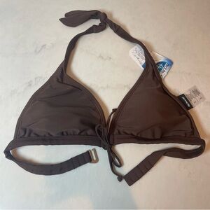 NWT Sporti Halter Brown Triangle Bikini Top - Size L